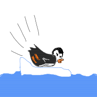 penguin sliding drawing by ogueddy in Artbitrator