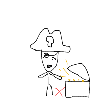 pirate finding treasure drawing by ogueddy in Artbitrator