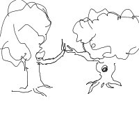 tree giving high five drawing by elloraroura in Artbitrator