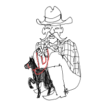 cowboy on tiny horse drawing by elloraroura in Artbitrator