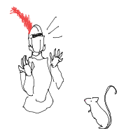 knight afraid of mouse drawing by elloraroura in Artbitrator