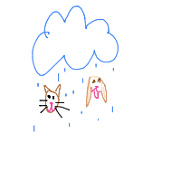 raining cats and dogs drawing by dariachiiii in Artbitrator