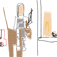 medieval knight at drive-thru drawing by mwresia in Artbitrator