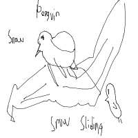 penguin sliding drawing by adhwaudi in Artbitrator