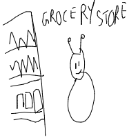 alien at grocery store drawing by cozy_treasurebox in Artbitrator