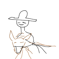 cowboy on tiny horse drawing by enthusi in Artbitrator