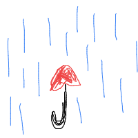 umbrella in rain drawing by shamsa in Artbitrator
