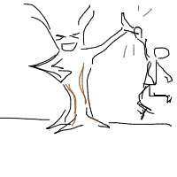 tree giving high five drawing by samsch in Artbitrator