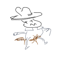 cowboy on tiny horse drawing by samsch in Artbitrator