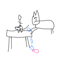 cat knocking things off table drawing by i_gnarly in Artbitrator