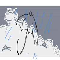 umbrella in rain drawing by tachyon in Artbitrator