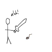 knight afraid of mouse drawing by maya48444 in Artbitrator