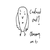 confused owl drawing by eboshh in Artbitrator