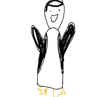 excited penguin drawing by birou in Artbitrator