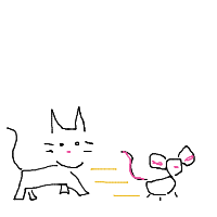 cat chasing mouse drawing by tessa9 in Artbitrator