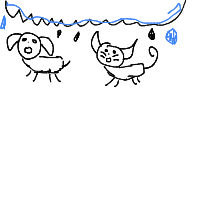 raining cats and dogs drawing by guest-e5wc5c1lg in Artbitrator