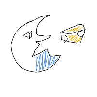 moon eating cheese drawing by nobody in Artbitrator