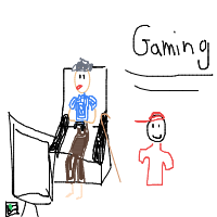 grandma playing video games drawing by devilman1258 in Artbitrator