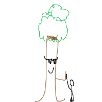tree giving high five drawing by devilman1258 in Artbitrator