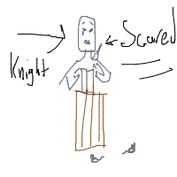 knight afraid of mouse drawing by devilman1258 in Artbitrator