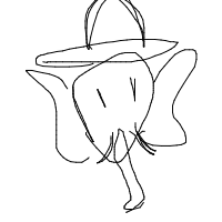 elephant with a hat drawing by moshimoshi in Artbitrator