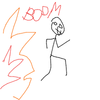 walking away from explosion drawing by stingyorange in Artbitrator