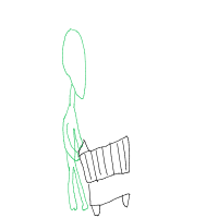 alien at grocery store drawing by chaya in Artbitrator