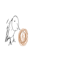 bird building nest drawing by kamm in Artbitrator