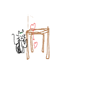 cat knocking things off table drawing by tulip in Artbitrator