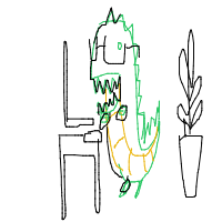 dinosaur in modern office drawing by marrylyn in Artbitrator