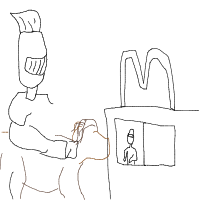 medieval knight at drive-thru drawing by leoibl in Artbitrator