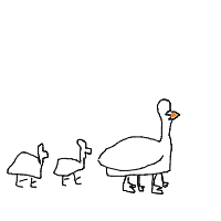 duck leading ducklings drawing by leoibl in Artbitrator