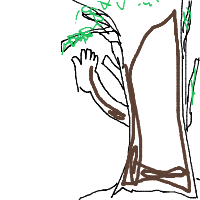 tree giving high five drawing by polkapinkiss in Artbitrator