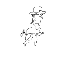 cowboy on tiny horse drawing by polkapinkiss in Artbitrator