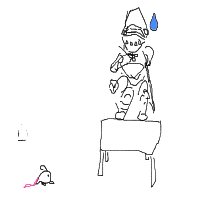 knight afraid of mouse drawing by polkapinkiss in Artbitrator