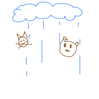 raining cats and dogs drawing by myraaaa in Artbitrator