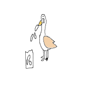 seagull stealing chips drawing by srush in Artbitrator