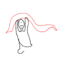hiding under blanket drawing by sedanuey in Artbitrator