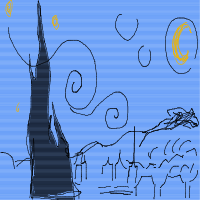 starry night drawing by hahahaaaa in Artbitrator