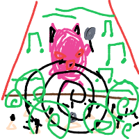 a jigglypuff singing and a sleeping audience drawing by player-vggvt3mzr in Artbitrator